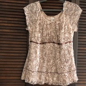 Lace empire waist blouse